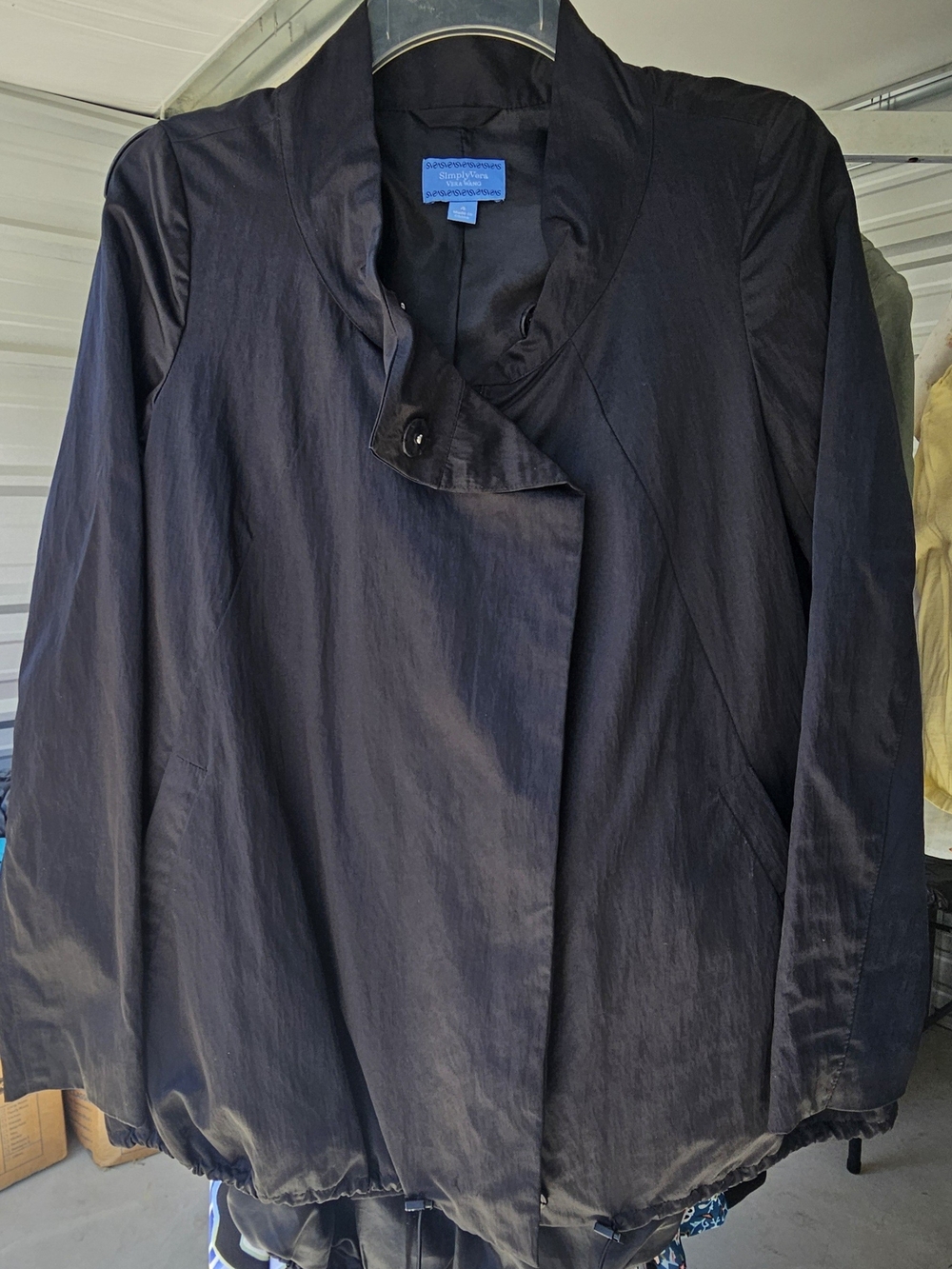 Simply Vera Vera Wang Black Asymmetrical Snap-Front Windbreaker Jacket
